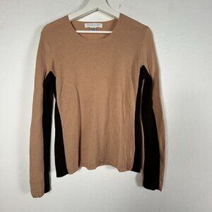 Collection Fifty Nine Womens Camel Black Colorblock 100% Cashmere Sweater Medium